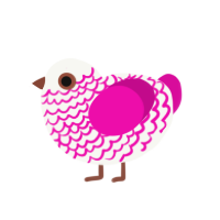 A white and fuchsia chicken with a lace pattern