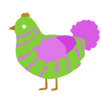 A grass and orchid chicken with a bar pattern