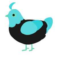 hatsune chiku, a sable and aqua chicken with a head pattern