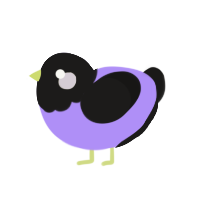 A lilac and sable chicken with a head pattern