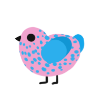 Nerds, a pink and sky chicken with a speckle pattern