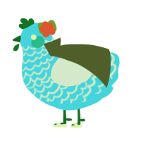 A aqua and gluppy chicken with a lace pattern