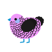 A lavender and sable chicken with a lace pattern