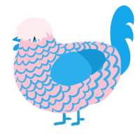 Candi, a rose and sky chicken with a lace pattern