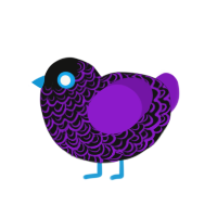 Amethyst, a black and violet chicken with a double-lace pattern