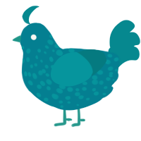 Bloober, a sea and teal chicken with a speckle pattern