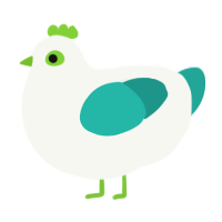 A white and turquoise chicken