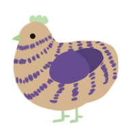A beige and overcast chicken with a bar pattern