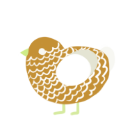 A gold and white chicken with a lace pattern
