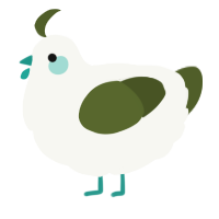 A white and olive chicken