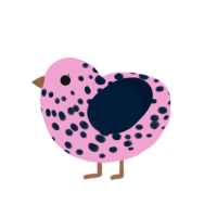 A pink and tumblr chicken with a speckle pattern