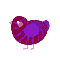 A maroon and violet chicken with a bar pattern