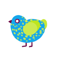 A sky and lime chicken with a speckle pattern