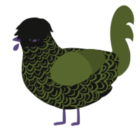 dark mode, a black and olive chicken with a double-lace pattern