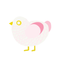 A white and rose chicken with a lace pattern