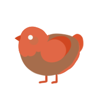 A brown and vermilion chicken with a head pattern