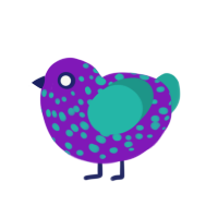 Grape Soda, a violet and turquoise chicken with a speckle pattern