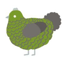 A chartreuse and grey chicken with a lace pattern