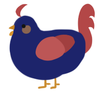 A navy and red chicken