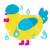A yellow and cerulean chicken