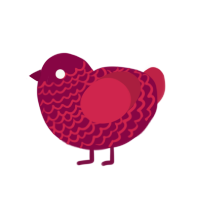 A maroon and crimson chicken with a lace pattern