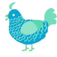 Écume, a cerulean and mint chicken with a lace pattern