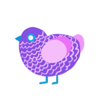 Nomig066, a blurple and lavender chicken with a lace pattern