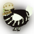 A black and white chicken with a bar pattern