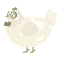 A ultramarine and viridian chicken with a head pattern