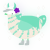 A cream and mint chicken with a bar pattern