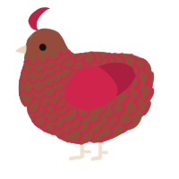 A russet and crimson chicken with a lace pattern