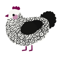 A white and black chicken with a double-lace pattern