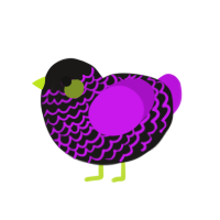 A sable and amethyst chicken with a lace pattern