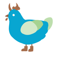 A cerulean and gluppy chicken
