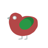 A red and viridian chicken