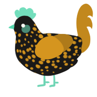 A sable and ochre chicken with a speckle pattern