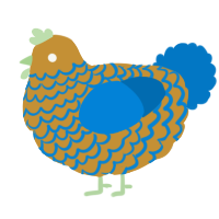 A gold and sapphire chicken with a lace pattern
