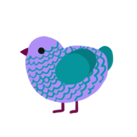 A lilac and teal chicken with a lace pattern