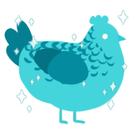 A aqua and sea chicken with a half-lace pattern