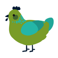 (unnamed), a chartreuse and turquoise chicken with a neck-speckle pattern