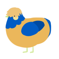 Egg, a honey and ultramarine chicken with a head pattern