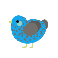 A sky and grey chicken with a speckle pattern