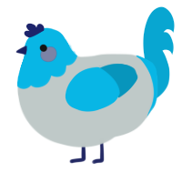 A silver and cerulean chicken with a head pattern
