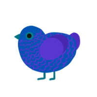 A ultramarine and indigo chicken with a lace pattern