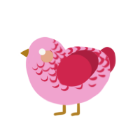 Cupid, a pink and crimson chicken with a half-lace pattern