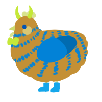 A gold and sapphire chicken with a bar pattern