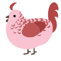 A rose and red chicken with a half-lace pattern