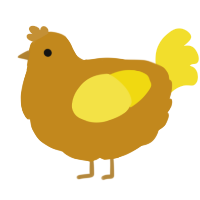 A ochre and yellow chicken