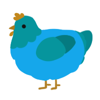 A sky and teal chicken with a head pattern