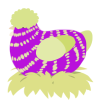 A amethyst and lemon chicken with a bar pattern